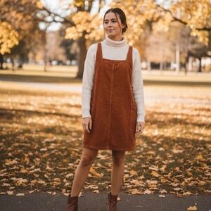 91 cotton Brown corduroy overall dress size 12